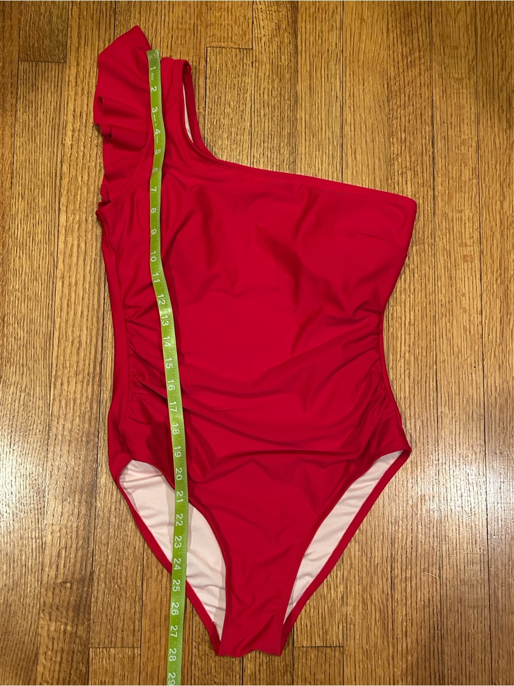 Cupshe Vibrant Red One-Shoulder Ruffle Swimsuit Size Medium - Picture 5 of 10